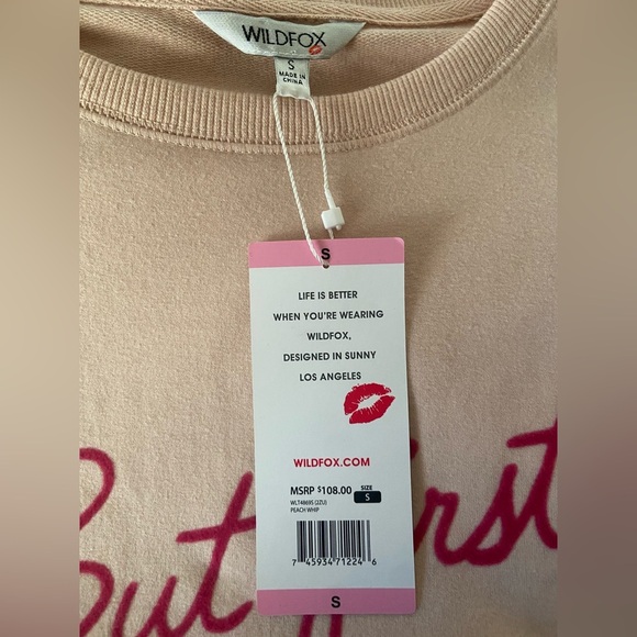 NWT Wildfox But First Cocktails Sweatshirt Size S Pink - Picture 3 of 6